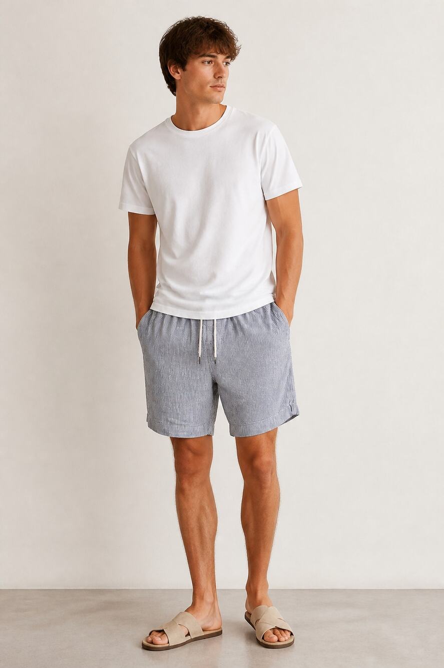 Quince Striped Drawstring Shorts Size S